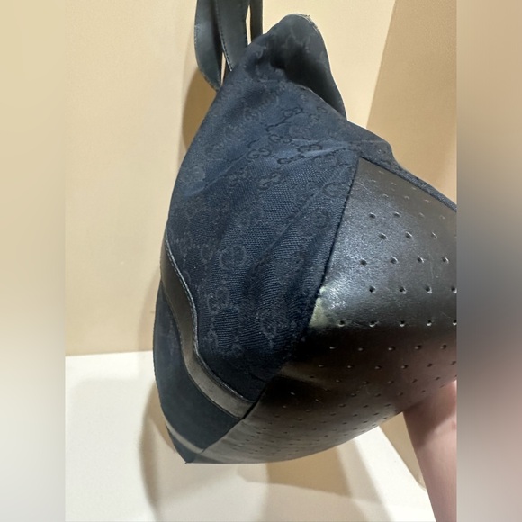 Gucci GG Webbed Black Monogram Large Tote - Picture 10 of 16